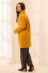 Tribal Boucle Single Breast Button-Front Coat | Amber