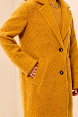 Tribal Boucle Single Breast Button-Front Coat | Amber