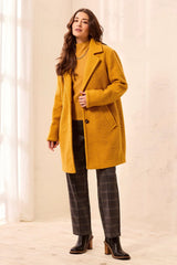 Tribal Boucle Single Breast Button-Front Coat | Amber