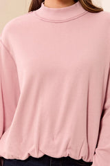 Tribal Bubble French Terry Crew Neck Long Sleeve Knit Top | Pink Frost