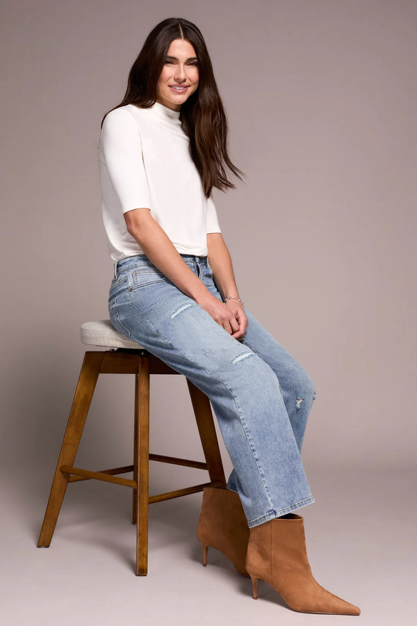 Tribal Classic Denim Audrey Girlfriend Jeans | Washed Blue