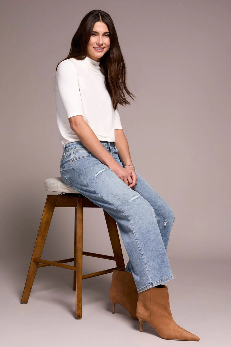 Tribal Classic Denim Audrey Girlfriend Jeans | Washed Blue