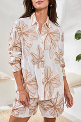 Tribal Embroidered Crosshatch Button-Front Blouse | White