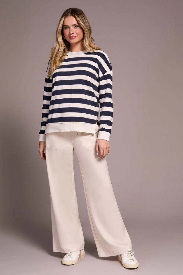 Tribal French Terry Stitch-Accent Zip Funnel Neck Sweater | Sapphire