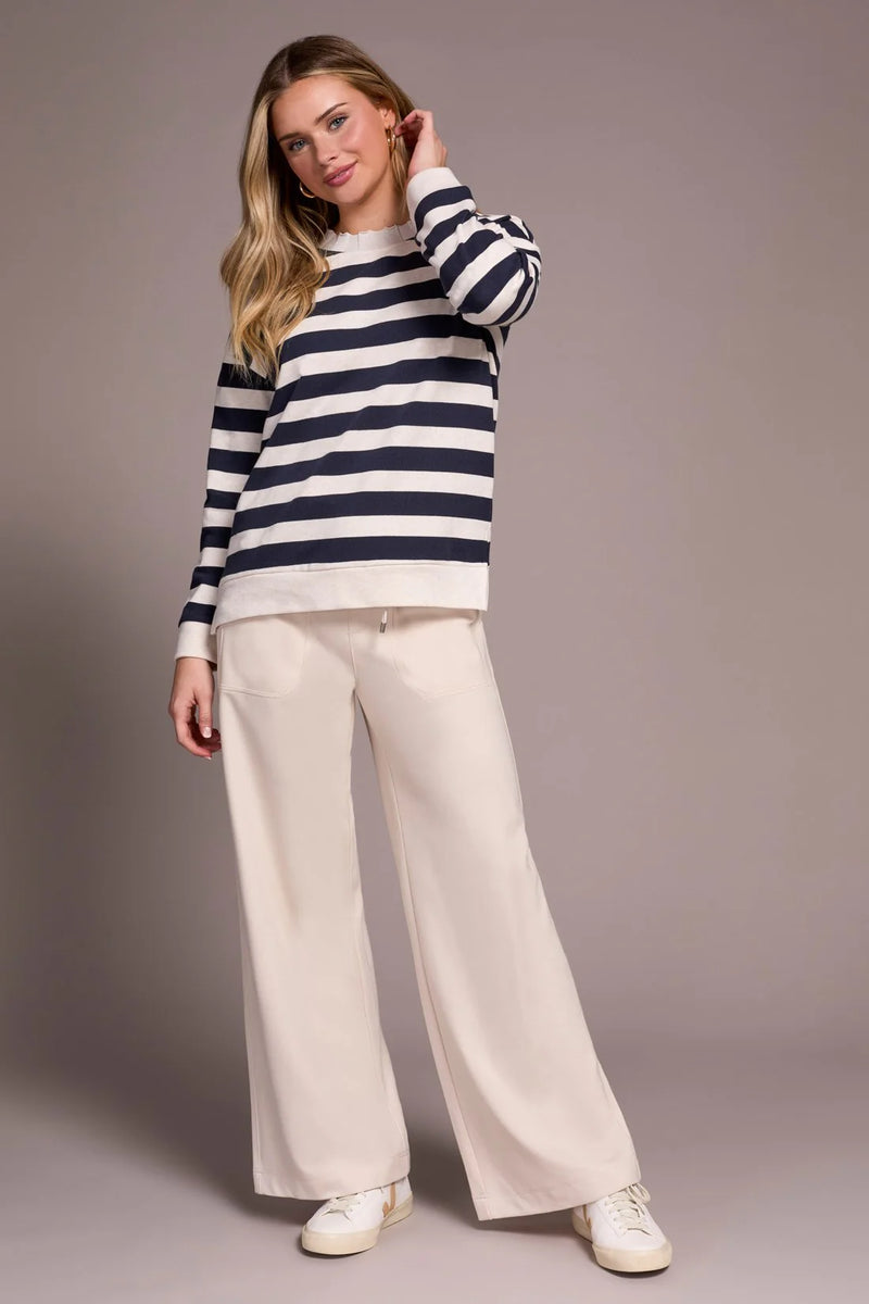 Tribal French Terry Stitch-Accent Zip Funnel Neck Sweater | Sapphire