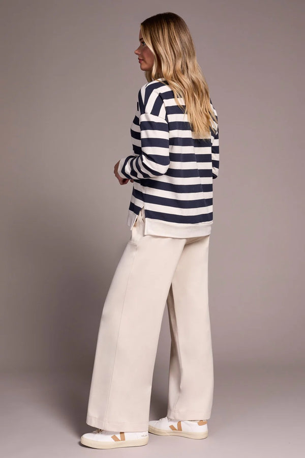 Tribal French Terry Stitch-Accent Zip Funnel Neck Sweater | Sapphire