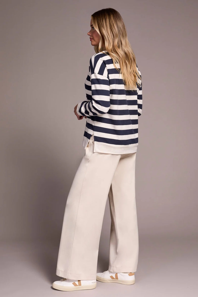 Tribal French Terry Stitch-Accent Zip Funnel Neck Sweater | Sapphire