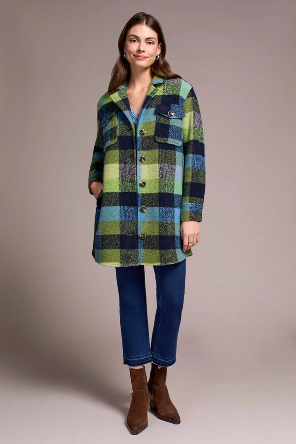 Tribal Knit Plaid Notch Collar Shacket | Nightfall