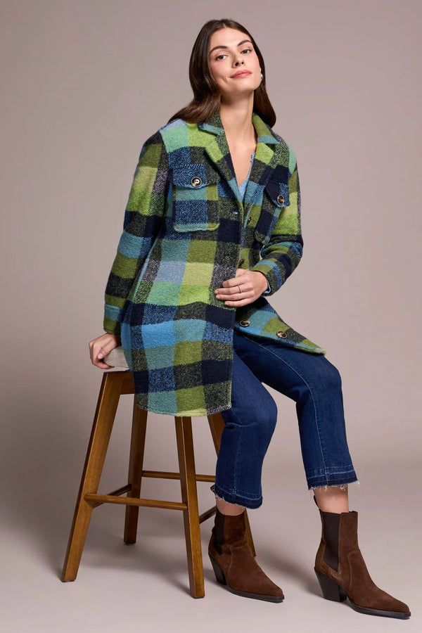 Tribal Knit Plaid Notch Collar Shacket | Nightfall
