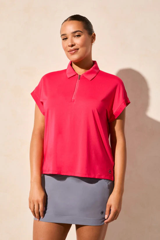 Tribal UPF 50+ Techno Lux Dolman Polo Top | Beetroot