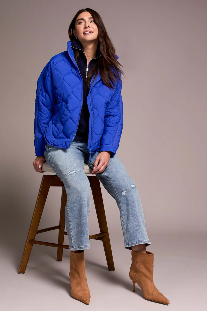 Tribal Lightweight Drop Shoulder Quilted Puffer | Lapis Blue