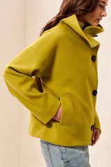 Tribal Lofty Knit Funnel Neck Button Front Jacket