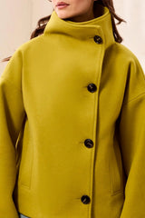 Tribal Lofty Knit Funnel Neck Button Front Jacket