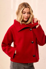 Tribal Lofty Knit Funnel Neck Button Front Jacket