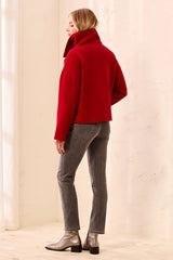 Tribal Lofty Knit Funnel Neck Button Front Jacket