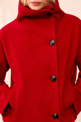 Tribal Lofty Knit Funnel Neck Button Front Jacket