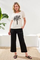 Tribal Cotton Slub Embroidered Crewneck Tee | Canvas