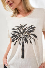 Tribal Cotton Slub Embroidered Crewneck Tee | Canvas