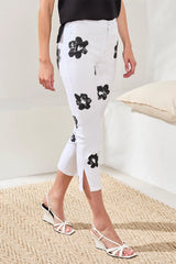 Tribal Strech Cotton Floral High-Waisted Capris