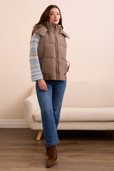 Tribal Quilted Puffer Vest with Removable Hood | Fossil