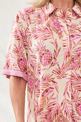 Tribal Rayon Linen Button-Front Dress | Wisteria