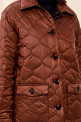 Tribal Reversible Diamond Quilted Button-Front Jacket | Brown/Black