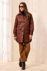 Tribal Reversible Diamond Quilted Button-Front Jacket | Brown/Black