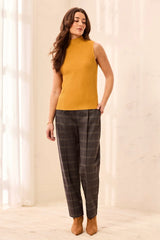 Tribal Ribbed Funnel Neck Sleeveless Knit Tank | Buff