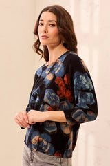Tribal Soft Yarn Three-Quarter Sleeve Crewneck Sweater | Maple