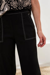 Tribal Signature Stretch Twill High‑Rise Wide‑Leg Capri Pants