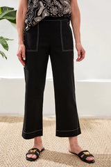 Tribal Signature Stretch Twill High‑Rise Wide‑Leg Capri Pants