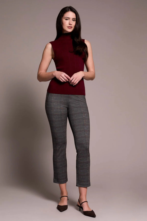 Tribal Textured Sleeveless Mock Neck | Wine