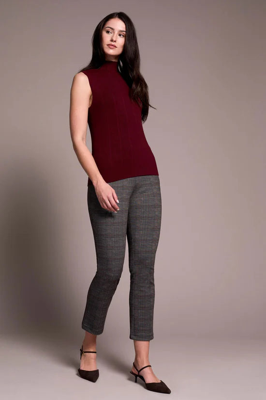 Tribal Textured Sleeveless Mock Neck | Wine