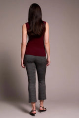 Tribal Textured Sleeveless Mock Neck | Wine