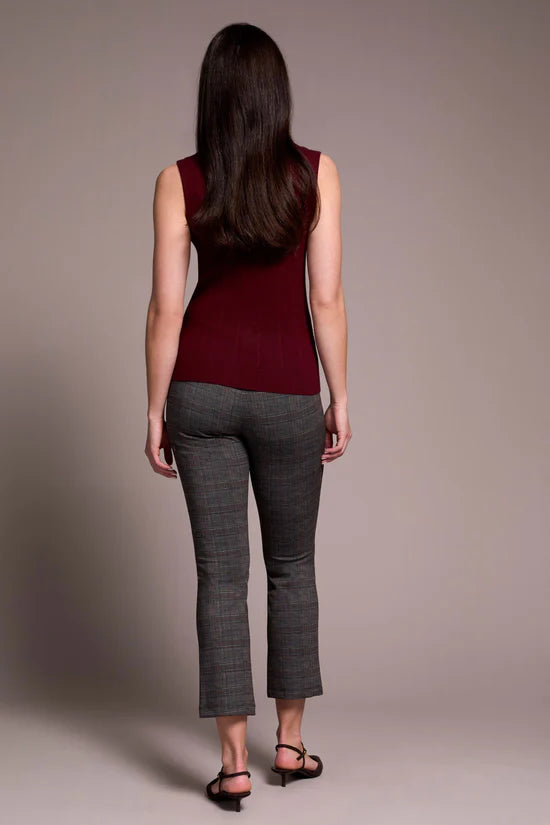 Tribal Textured Sleeveless Mock Neck | Wine