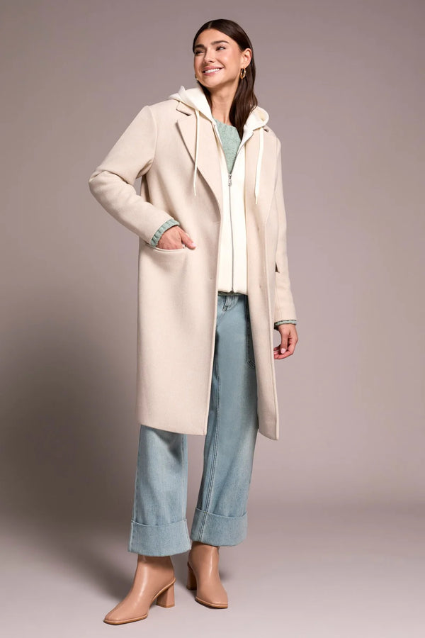 Tribal Ultra-Soft Knit Coat with Removable Fooler Hoodie | Oatmeal