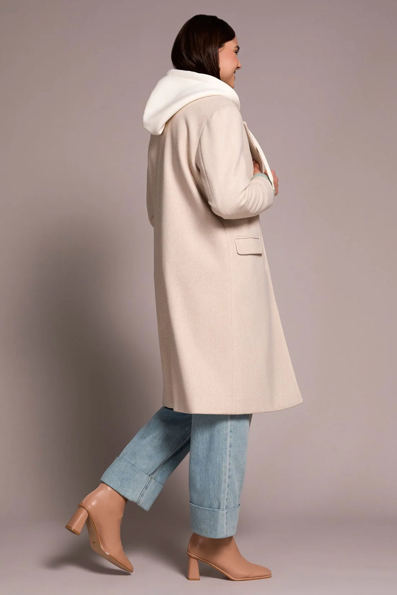 Tribal Ultra-Soft Knit Coat with Removable Fooler Hoodie | Oatmeal