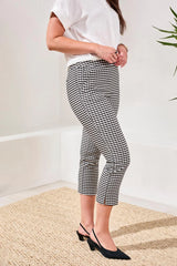 Tribal Gingham Bengaline Side Slit Capri Pants