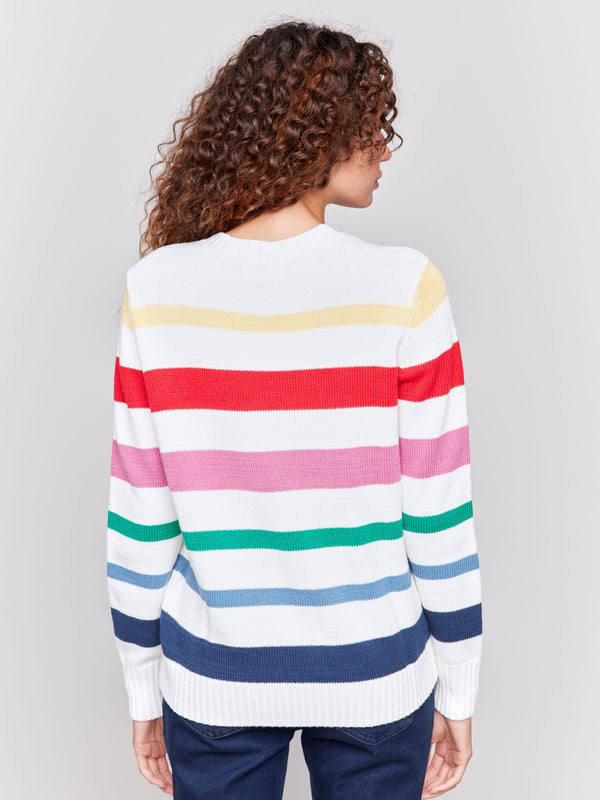 Charlie B Cotton Stripes Sweater -Multicolor