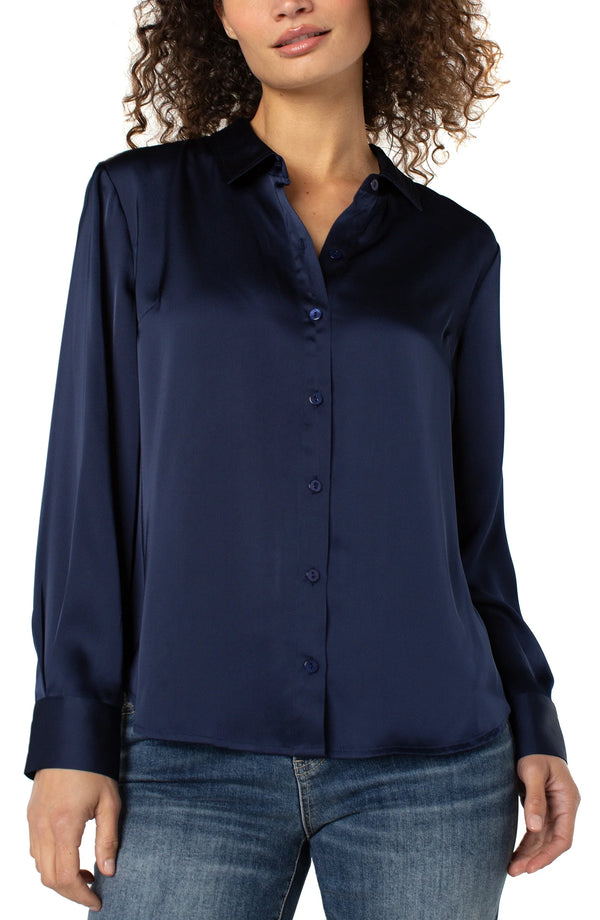 Liverpool Button Front Woven Shirt | Dark Navy
