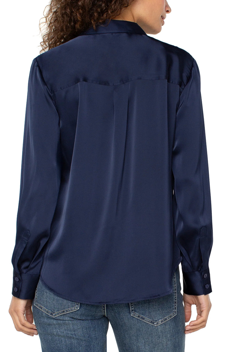 Liverpool Button Front Woven Shirt | Dark Navy