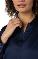 Liverpool Button Front Woven Shirt | Dark Navy