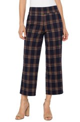 Liverpool Mabel Pull-on Crop Wide Leg | Navy Toffee Plaid