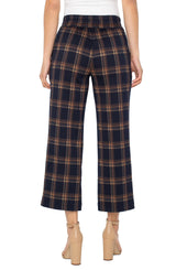 Liverpool Mabel Pull-on Crop Wide Leg | Navy Toffee Plaid