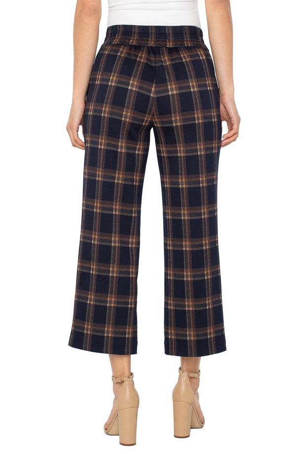 Liverpool Mabel Pull-on Crop Wide Leg | Navy Toffee Plaid