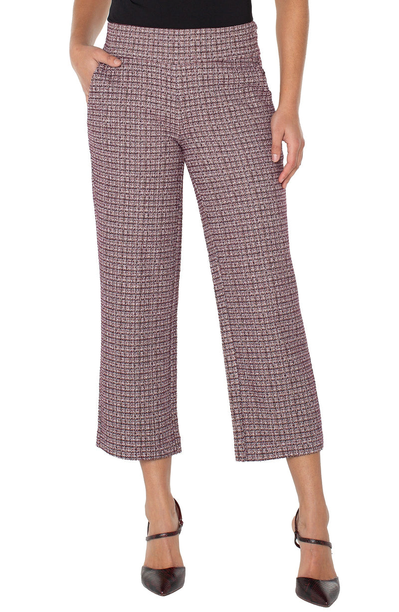 Liverpool   Mabel Pull-on Crop Stovepipe Pant | Wine Plaid