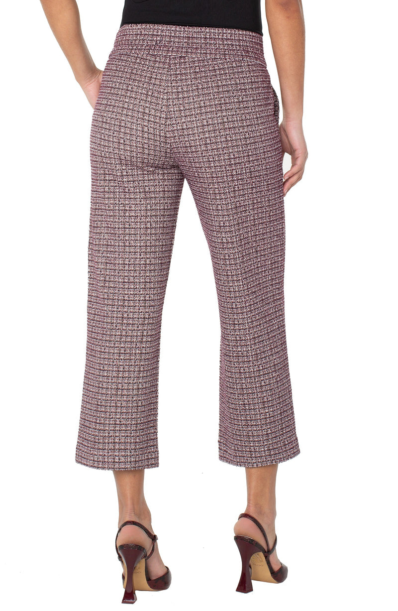 Liverpool   Mabel Pull-on Crop Stovepipe Pant | Wine Plaid