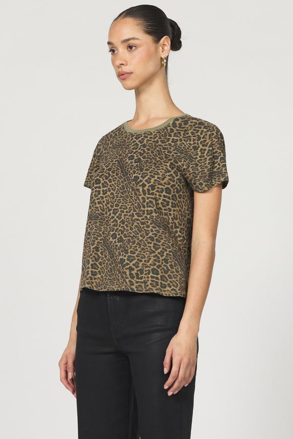 Dear John Denim Unity Crew Neck Short Sleeve Top | Vetiver Leopard