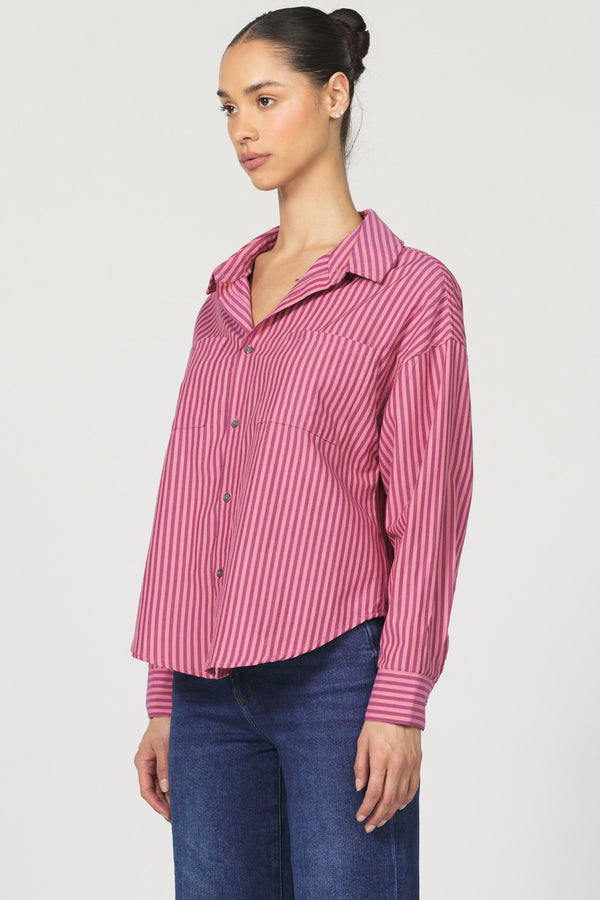 Dear John Denim Adrianna Long Sleeve Button Up | Lilas Stripe