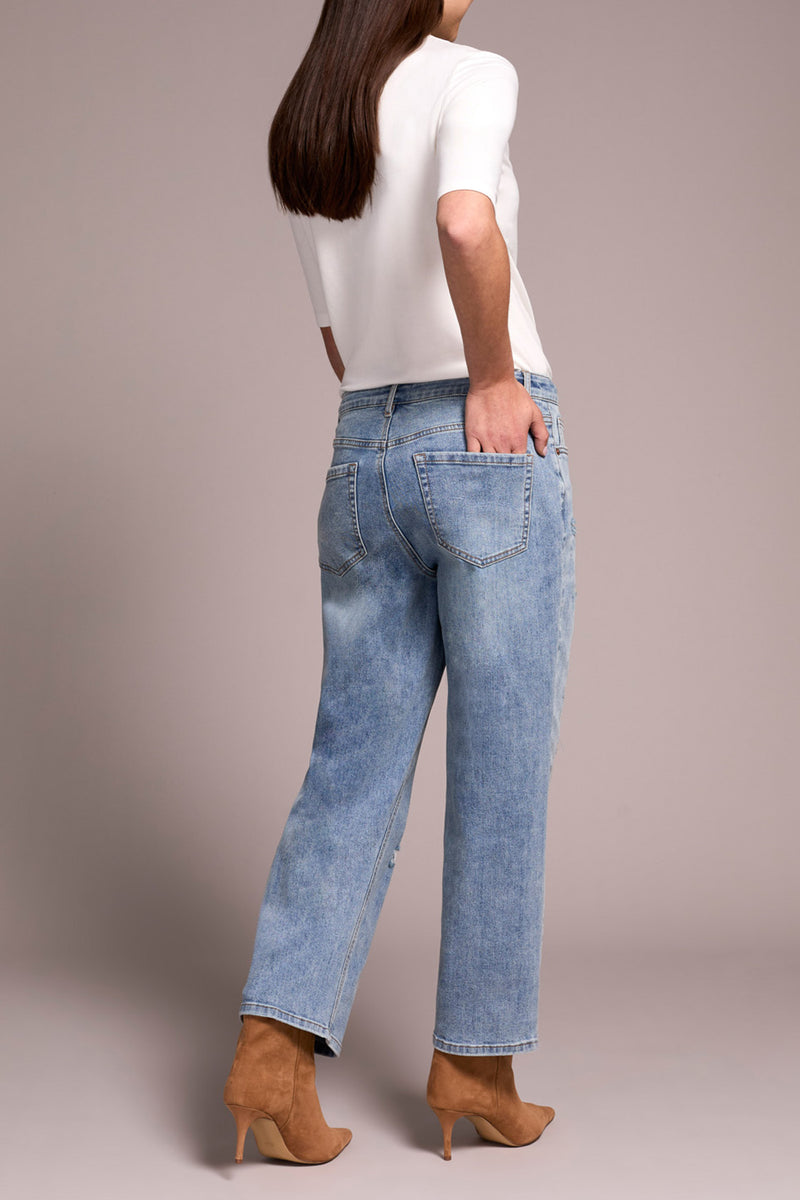 Tribal Audrey Super Straight Flood Jeans | Washed Blue